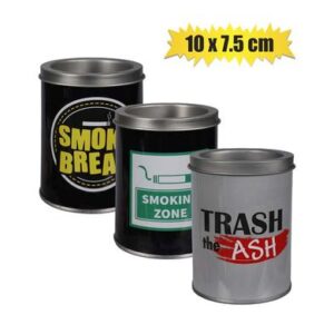 Ashtray tin tub 10x7.5cm asstd designs