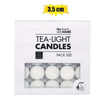 Candle tea-light white 3.5cm box-100