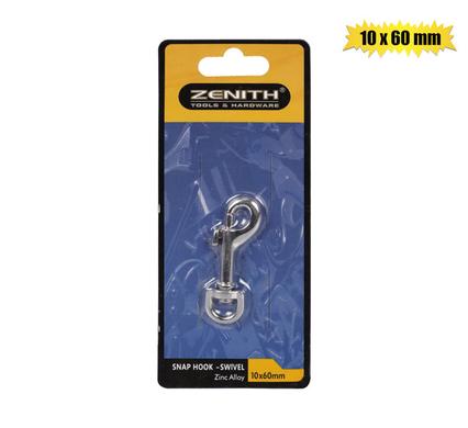 Snap-hook+swivel cp 10x 60mm