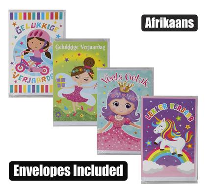 Card & envelope birthday - girl afr