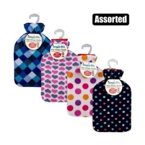 Hotwater bottle w/fleece cover asstd 2l