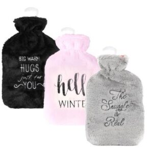 Hotwater bottle w/fur cover words 2l