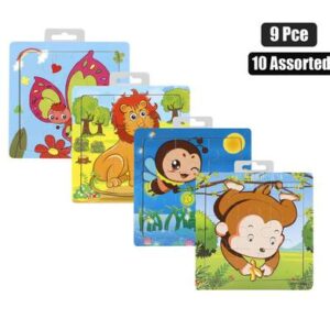 Puzzle wood tray asstd 9pc
