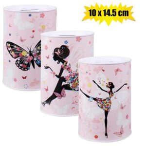 Money-bank tin asstd 10x14.5cm