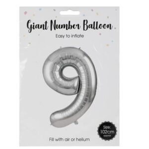 Balloon helium foil silver 9 102cm f-04