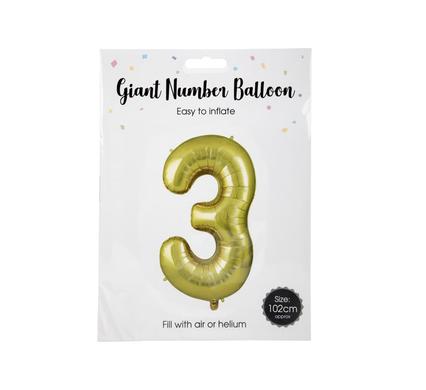 Balloon helium foil gold 3 102cm f-04