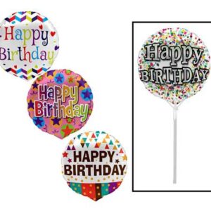 Balloons a/fill bday-2 asstd 25cm