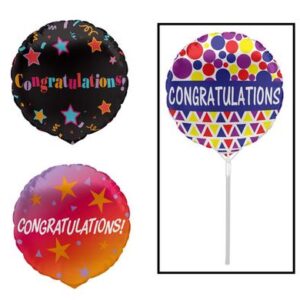 Balloon air fill w/stick congrats 25cm