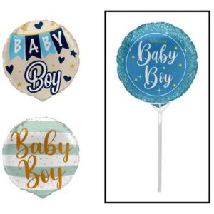 Balloon air fill w/stick baby boy