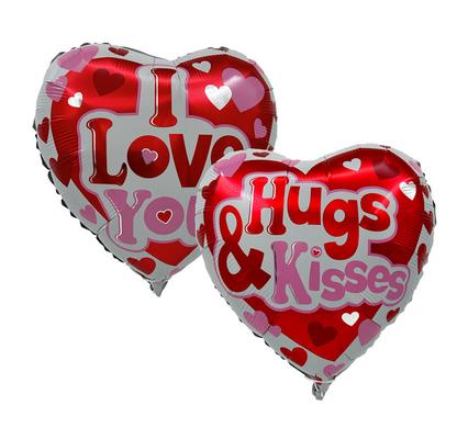 Balloon a/fill hugs&kisses v-lday 45cm