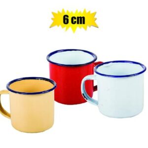 Mug enamel 6cm assorted colours