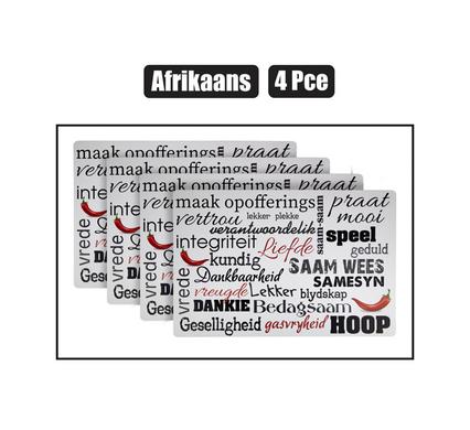 Place mat pp afrikaans 4pc 43x29cm asstd