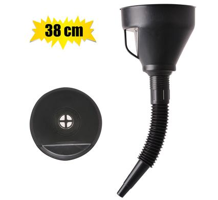 Funnel petrol/oil 38cm w/filter