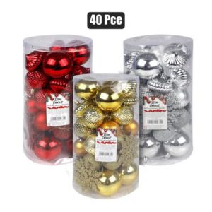 Xmas tree decor balls & snowflakes 40pc