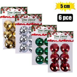 Xmas tree decor ball mirror 6pc 5cm