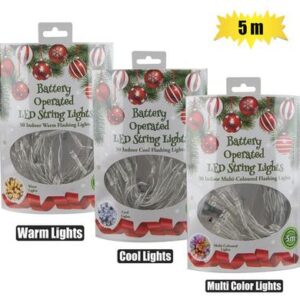 Xmas lights b/o in 50led 5m asstd-flash