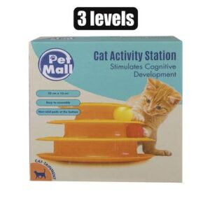 Pet cat toy pyramid with ball 3 levels