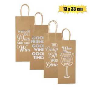 Gift-bag ppr wine eng words 13x33cm