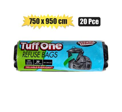 Refuse bag black 20pc 750x950mm tuffone
