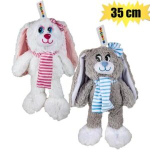 Plush bunny w/scarf 35cm asstd