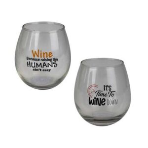 Tumbler glass wine stemless printd 475ml