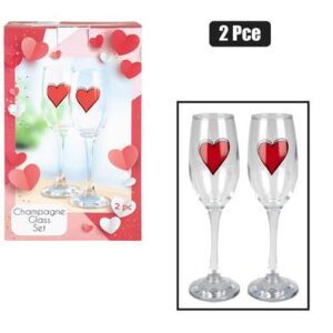 Champagne glass with heart print pair