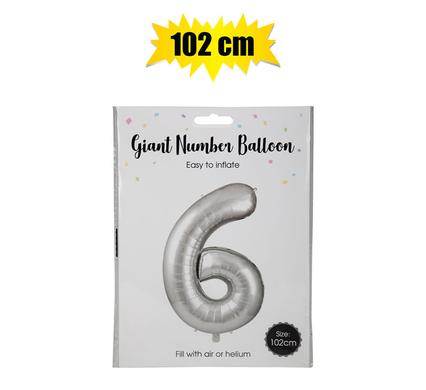 Balloon helium foil silver 6 102cm f-04
