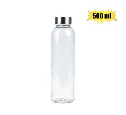 Drinking-bottle gls clear screw-cap 500m