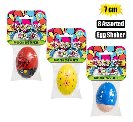 Musical wood egg shaker 7x4.5cm