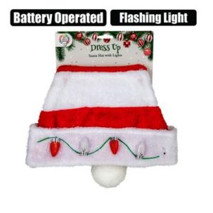 Xmas dress up santa hat flash light b/o