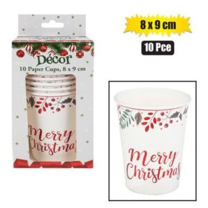 Xmas table decor paper cups 8x9cm