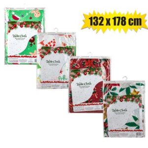 Xmas table decor cloth 132x178cm asstd