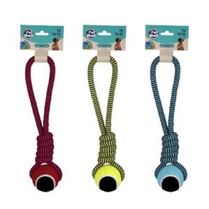 Pet dog tug toy string tennis ball 31cm