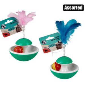 Pet cat toy with ball and feather asst