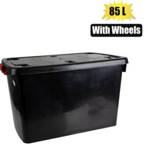 Storage box black wheels 85l 57x36x39cm