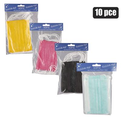 Face mask kids disposable 10pc asstd