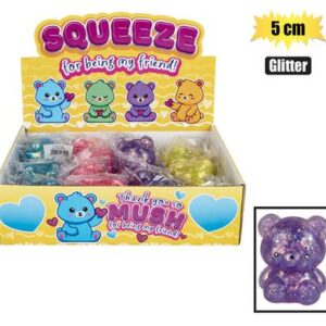 Novelty squeeze bear glitter asst 5cm