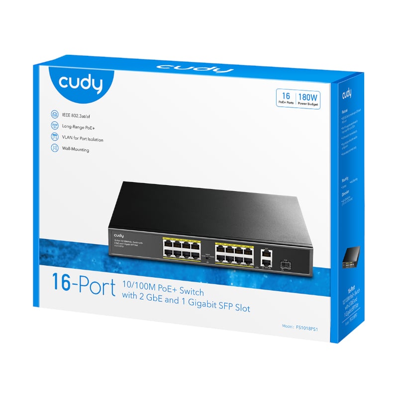 Cudy 16-Port Unmanaged PoE+ Switch - Rack Mount - Image 4