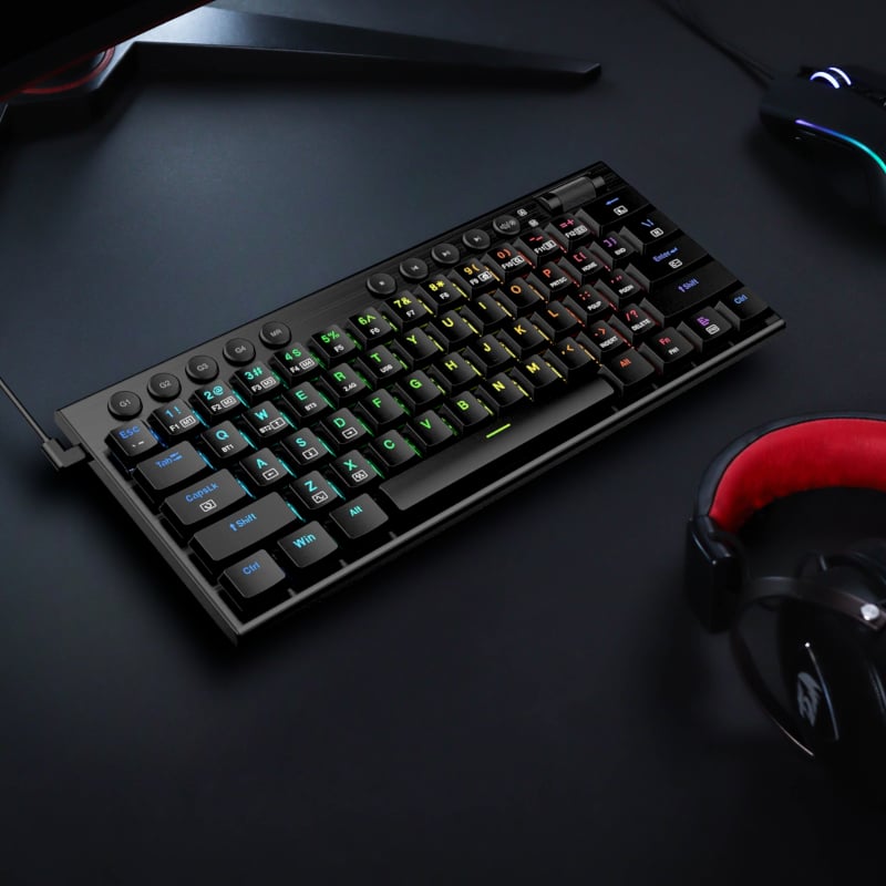REDRAGON Horus Mini 61Key Red Switch RGB Low Profile Gaming Mechanical Keyboard - Black - Image 4