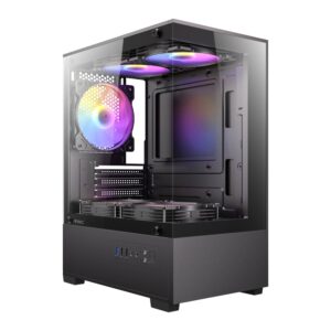 Antec VCX100M RGB Elite ATX, Micro-ATX, ITX Mini Tower Gaming Chassis – Black